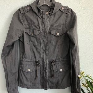 Aeropostale hooded grey khaki jacket